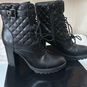 G by Guess Quilted Design Lace Up Ankle Boots